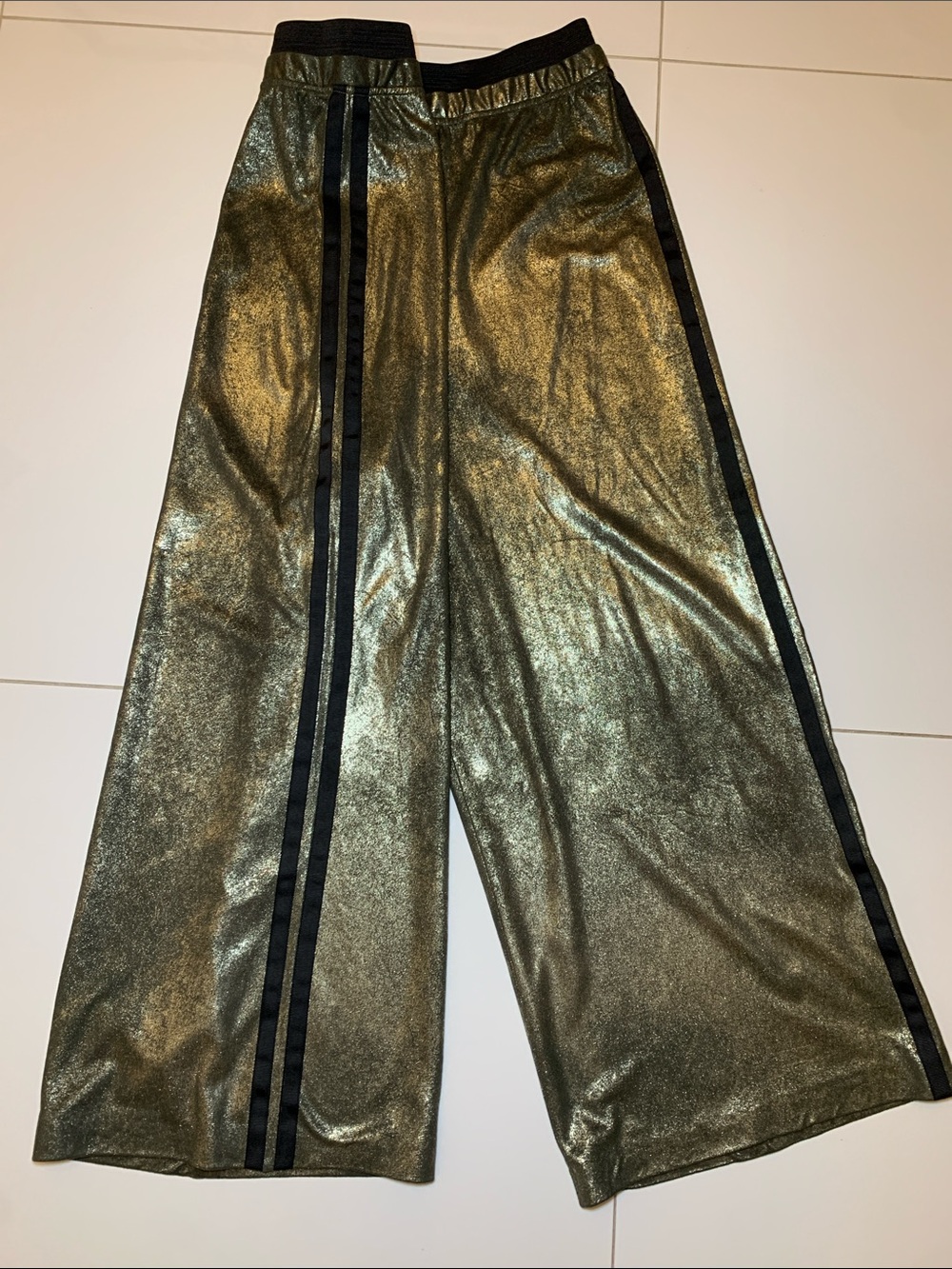 EXTRA RARE!! OG Free People Metallic Gold Wide-Leg Track Pants